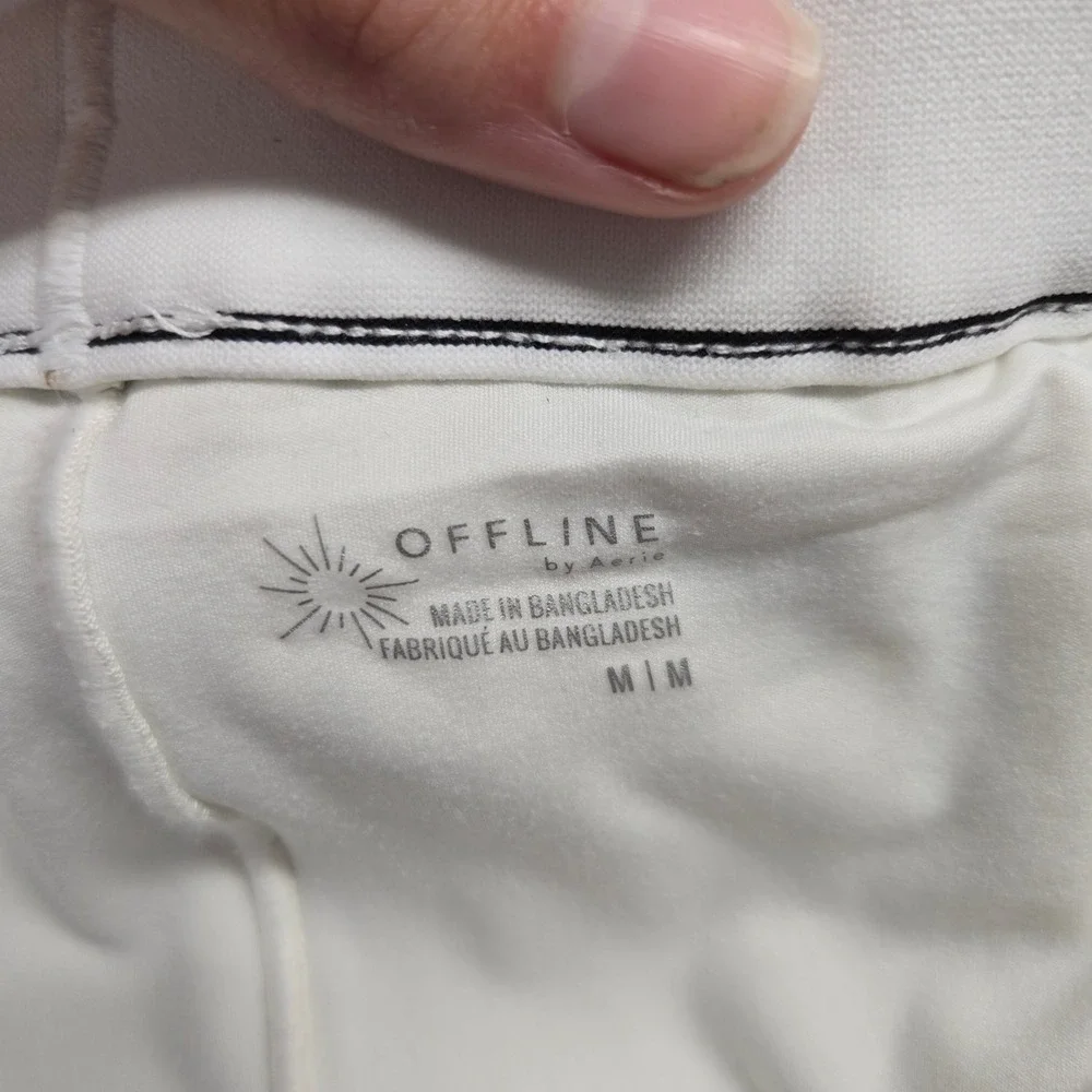 OFFLINE by Aerie Skort Medium White Blue Boxer Striped Pleated Tennis Preppy - Picture 7 of 9